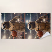 Serviette De Plage Hoops and Hangs : Le Slam Dunking Sloth, (Devant)