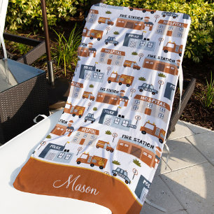 Serviette De Plage Hôpital, incendie, police Ville Motif pour enfants