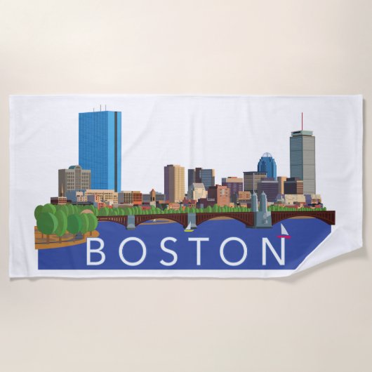 Serviette De Plage Horizon espiègle et unique de Boston (Devant)
