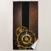 Serviette De Plage Horloge Steampunk avec des engrenages anciens (Devant)