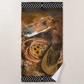 Serviette De Plage Horse cowboy Hat Lasso Western (Devant)