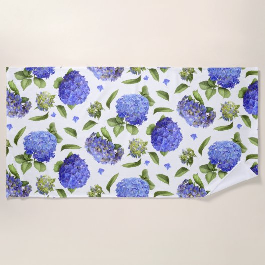Serviette De Plage Hortensias bleus (Devant)
