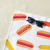 Serviette De Plage Hot Dog Fast Food Motif barbecue (En situation)