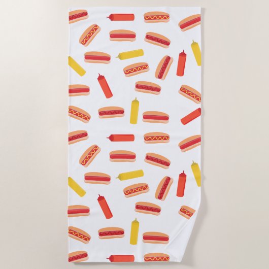 Serviette De Plage Hot Dog Fast Food Motif barbecue (Devant)