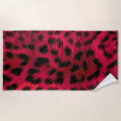 Serviette De Plage Hot Pink Leopard Print Faux  (Devant)