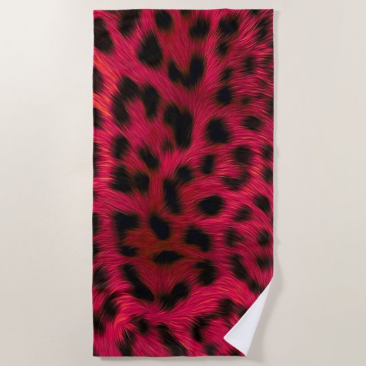 Serviette De Plage Hot Pink Leopard Print Faux  (Devant)