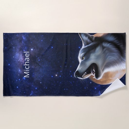 Serviette De Plage Howling Wolf Monogramme (Devant)