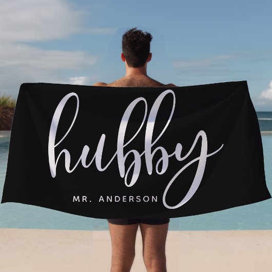 Serviette De Plage Hubby Black Et White Nouvelle Salle