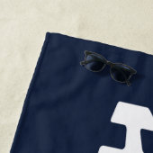 Serviette De Plage Hubby New-marié Groom Navy Bleu & Blanc (En situation)