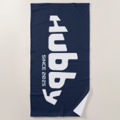 Serviette De Plage Hubby New-marié Groom Navy Bleu & Blanc (Devant)