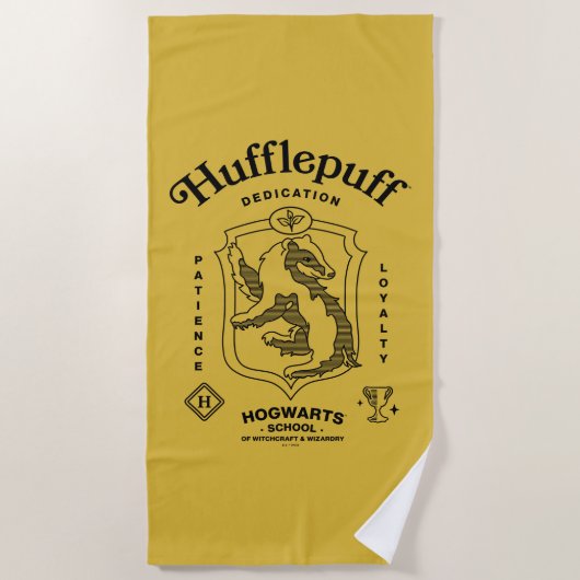 Serviette De Plage HUFFLEPUFF™ Dedication Patience Loyalty Crest (Devant)