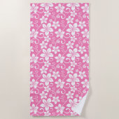 SERVIETTE DE PLAGE HULA HAÏIENNE (HIBISCUS) BUBBLEGUM ROSE (Devant)