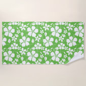 SERVIETTE DE PLAGE HULA HAÏIENNE (HIBISCUS) LIME (Devant)