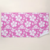 SERVIETTE DE PLAGE HULA HAÏIENNE (HIBISCUS) ROSE (Devant)