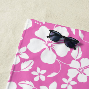 SERVIETTE DE PLAGE HULA HAÏIENNE (HIBISCUS) ROSE