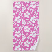 SERVIETTE DE PLAGE HULA HAÏIENNE (HIBISCUS) ROSE (Devant)