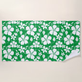 SERVIETTE DE PLAGE HULA HAÏIENNE (HIBISCUS) VERT (Devant)