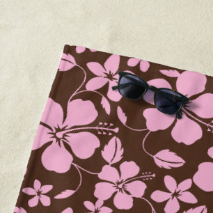 SERVIETTE DE PLAGE HULA HAWAIEN (HIBISCUS) BRUN/ROSE