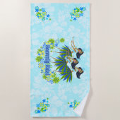 Serviette De Plage Hula Hawaiian Hula Girl Turq Hibiscus paradisiaque (Devant)