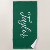 Serviette De Plage Hunter Green Chic Customized Handwritten Script (Devant)