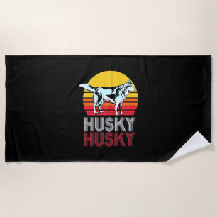 Serviette De Plage Husky Siberian Retro Vintage