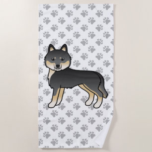 Serviette De Plage Husky sibérien noir et feu Chien de dessin animé m