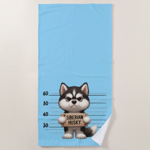 Serviette De Plage Husky sibérien vilain