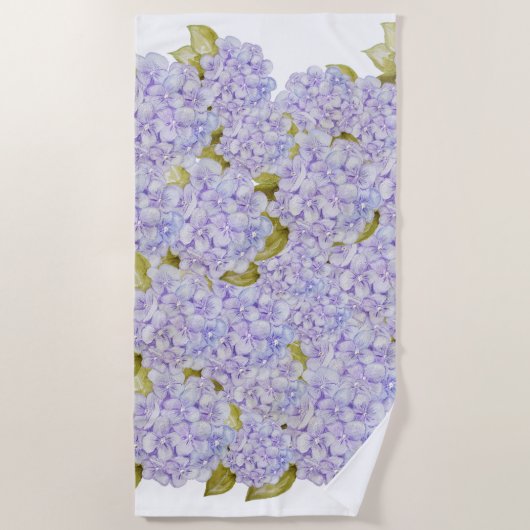 Serviette De Plage Hydrangea Nuances de Bleu Violet (Devant)