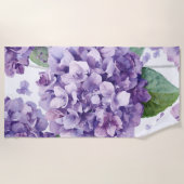 Serviette De Plage Hydrangea Violette Fleur Lavande Aquarelle (Devant)