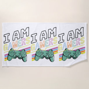 Serviette De Plage I Am Gamers - Retro Neon Design de jeux