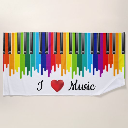 Serviette De Plage I Love Music Beach Towel (Devant)