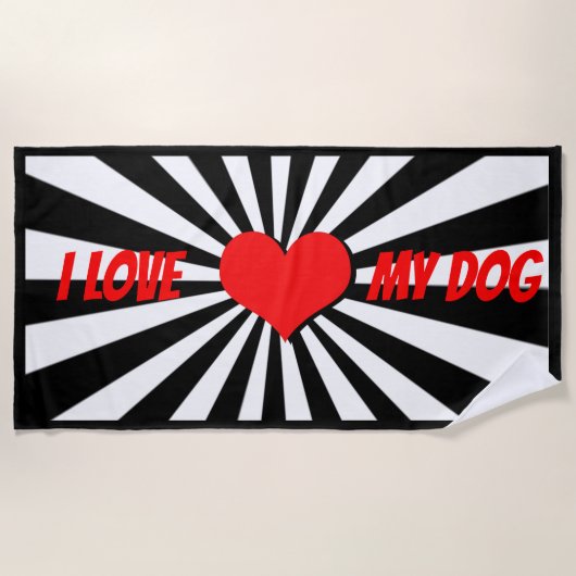Serviette De Plage I love my dog (Devant)