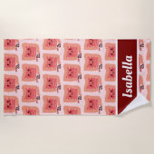 Serviette De Plage I Love My Gut - Intestins souriants mignons (Devant)