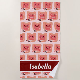 Serviette De Plage I Love My Gut - Intestins souriants mignons