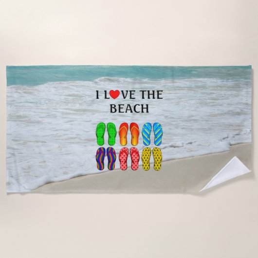 Serviette De Plage I Love the Beach, (Devant)