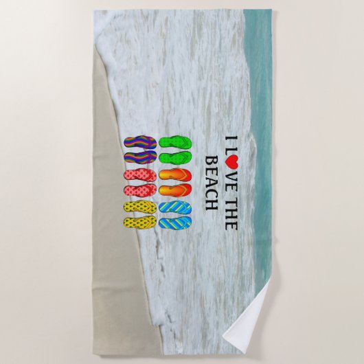 Serviette De Plage I Love the Beach, (Devant)