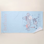 Serviette De Plage I Love the Sea Whimsical Nautical Personnalisé (Devant)