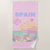 Serviette De Plage Ibiza, Espagne, Art Voyage, Art Preppy, Rose (Devant)