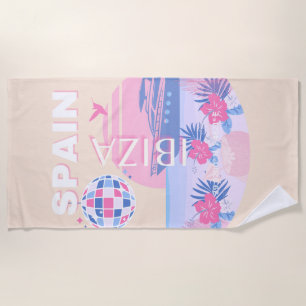 Serviette De Plage Ibiza, Espagne, Art Voyage, Art Preppy, Rose, Past