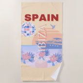 Serviette De Plage Ibiza, Espagne, Art Voyage, Art Rétro, Pastel (Devant)