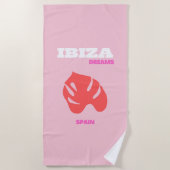 Serviette De Plage Ibiza, Espagne, Preppy, Salle Preppy, Rose (Devant)