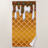 Serviette De Plage Ice Cream Drip Gaufle Cone Chocolate And Vanilla (Devant)