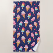 Serviette De Plage Ice cream, popsicles and cherries pattern (Devant)