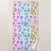 Serviette De Plage Icônes de Vacances d'Été (Devant)
