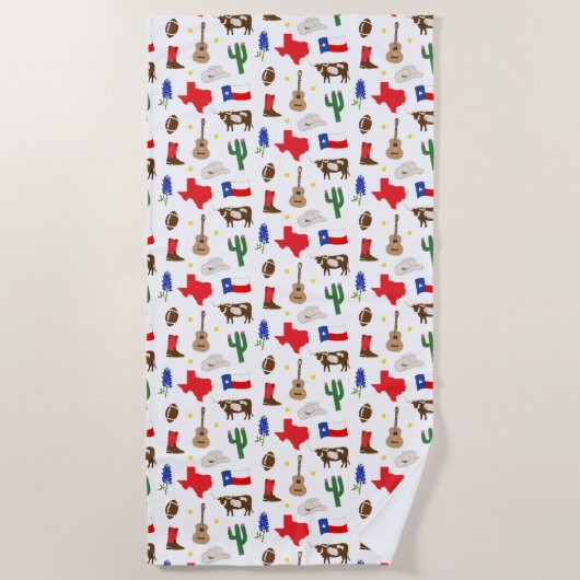 Serviette De Plage Icônes du Texas (Devant)