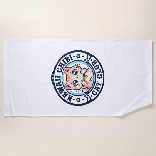 Serviette De Plage Idée cadeau maman chat chibi kawaii - Kawaii Chibi (Devant)