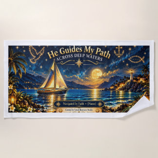 Serviette De Plage Il guide mon chemin personnalisé chrétien nautique