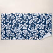 SERVIETTE DE PLAGE ÎLE PLUMERIA (MARINE) (Devant)