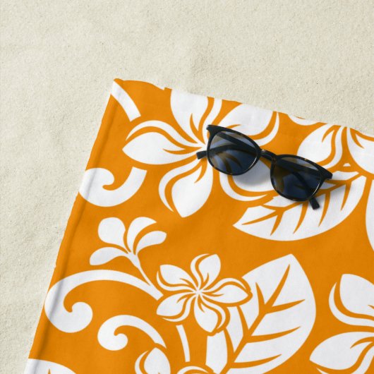 SERVIETTE DE PLAGE ÎLE PLUMERIA (ORANGE) (En situation)