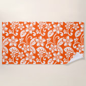 SERVIETTE DE PLAGE ÎLE PLUMERIA (TRÈS ORANGE) (Devant)